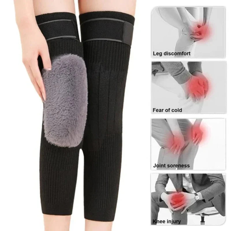 Pain Relief 2 Pcs Adjustable Wool knee Warmers