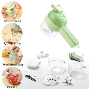 HANDHELD 4 IN 1 ELECTRIC VEGETABLE CUTTER USB CHARGING FRUIT VEGETABLE CHOPPER