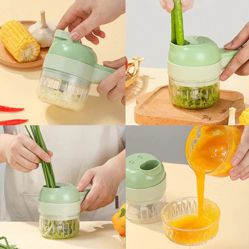 HANDHELD 4 IN 1 ELECTRIC VEGETABLE CUTTER USB CHARGING FRUIT VEGETABLE CHOPPER